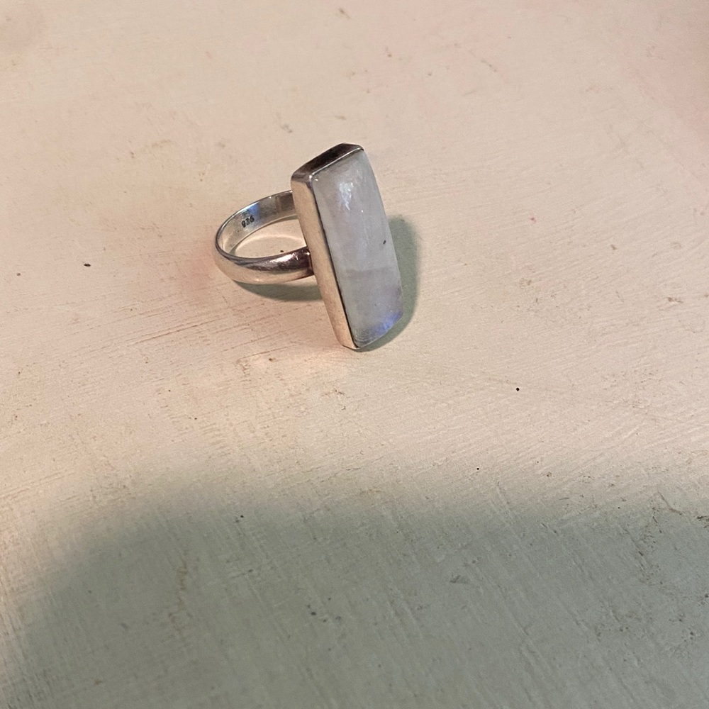 Sterling Silver Moonstone Rectangular Ring - image 5